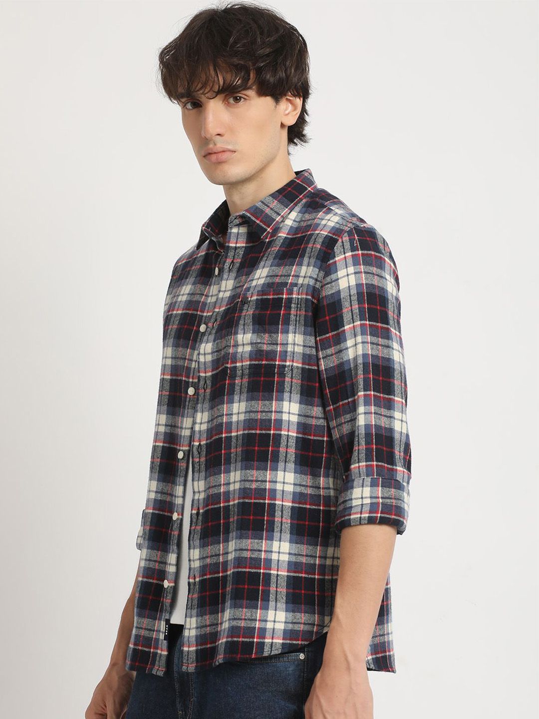 THE BEAR HOUSE Men's Checked Slim Fit Casual Shirt