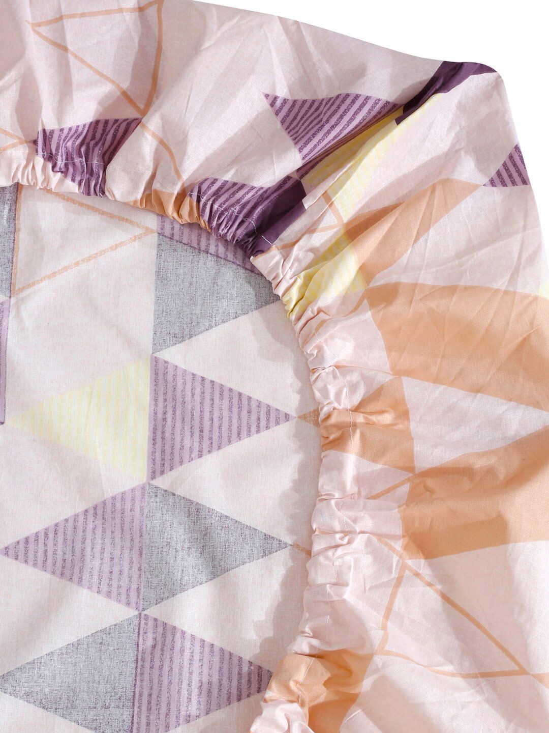KLOTTHE Green Geometric Printed Dilengkapi 400 TC Kapas Cadar King & 2 Sarung Bantal