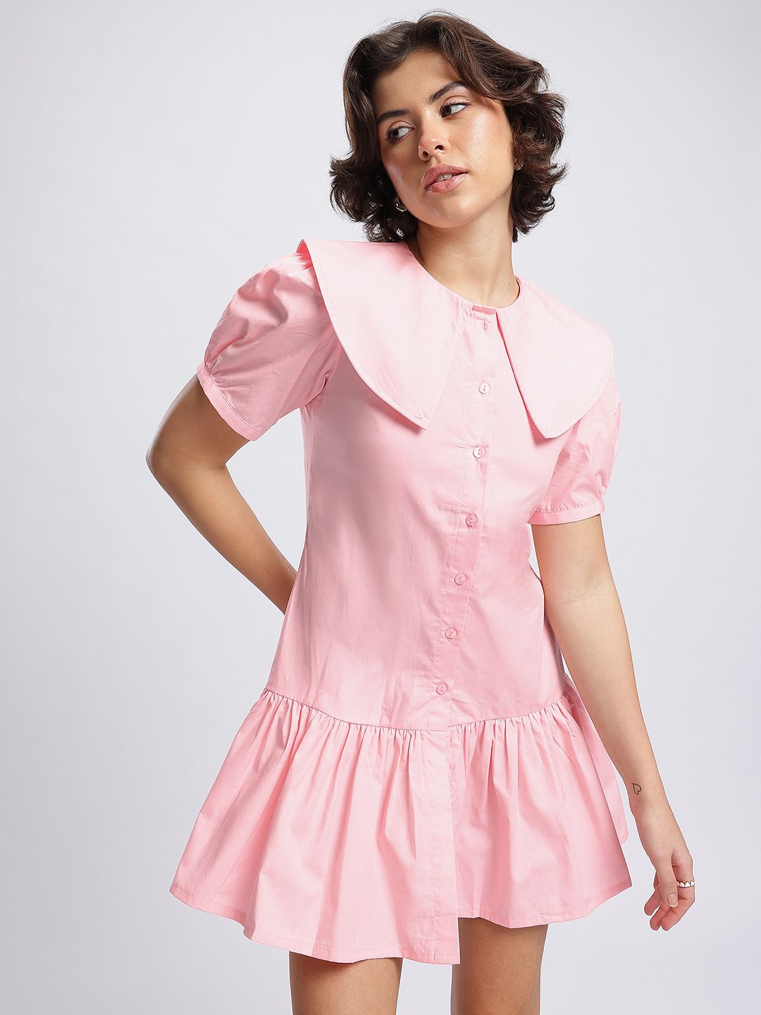 DressBerry Cherry Blossom Charm Drop-Waist Mini Dress