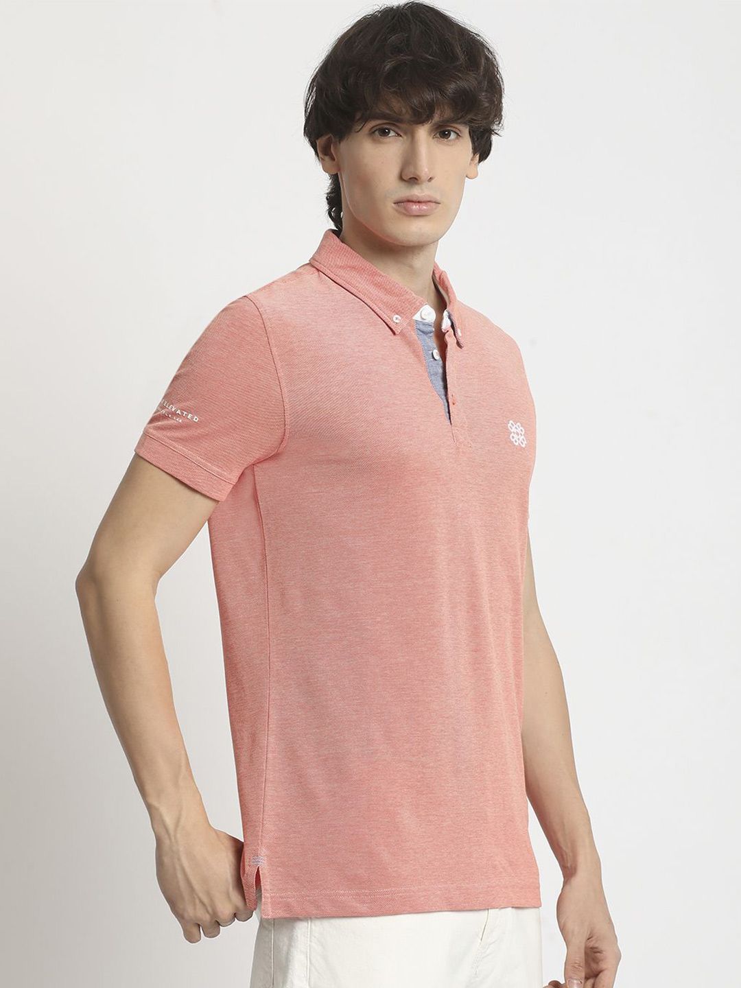 The Bear House Men Solid Polo Collar Regular Fit Tshirt