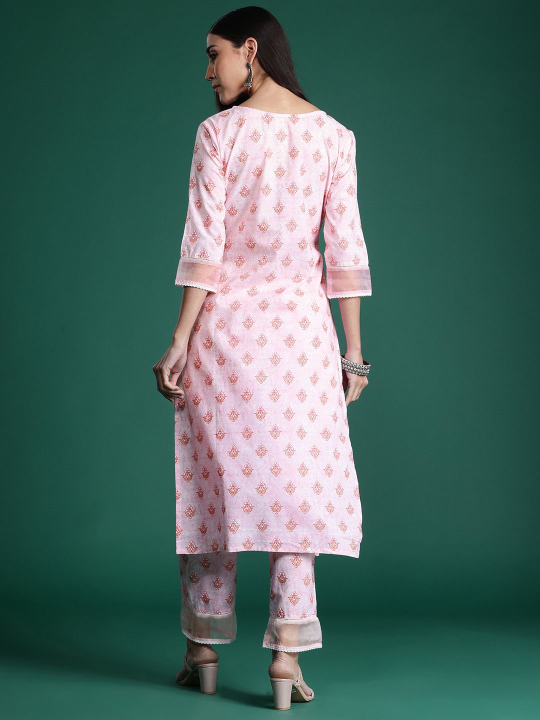 Indo Era Floral Printed Pure Cotton Kurta with Trousers