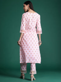 Indo Era Floral Printed Pure Cotton Kurta with Trousers