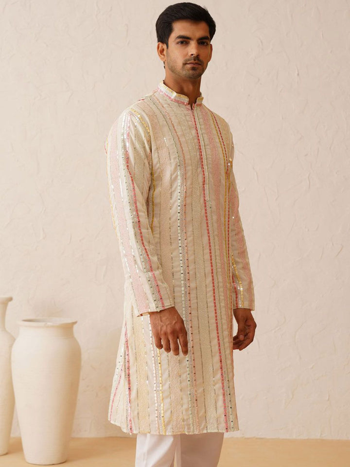 SOJANYA LUXE Kurta Labuci Biasa Sulam Kolar Mandarin dengan Piyama