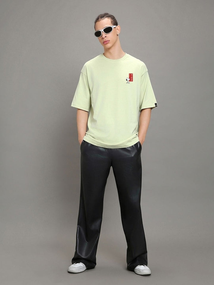 Bewakoof Green Charlie Jap Graphic Printed Oversized T-shirt