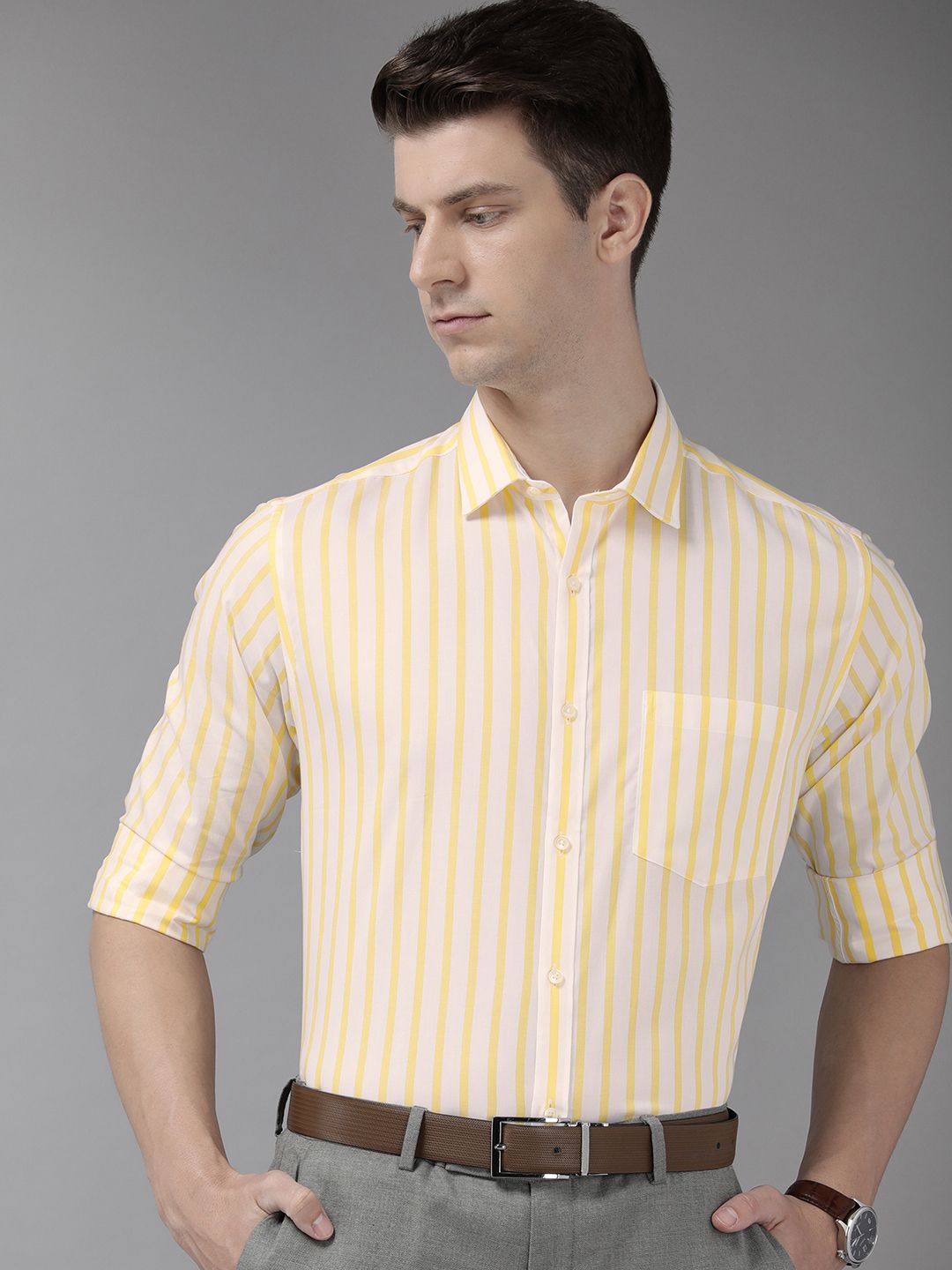 Park Avenue Pure Cotton Slim Fit Striped Formal Shirt