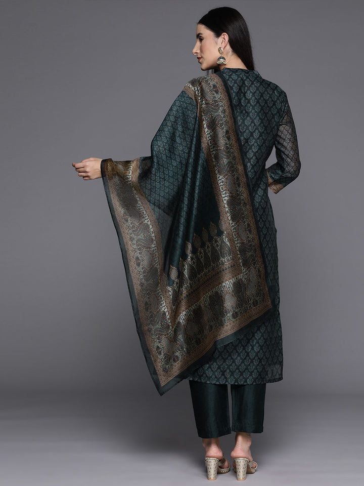 Varanga Ethnic Printed Chanderi Silk Kurta with Trouser and Dupatta