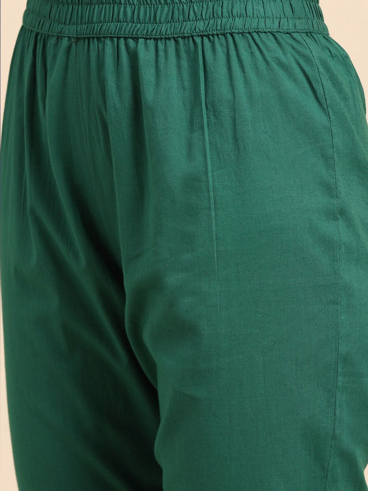Anouk Women Green Yoke Design Pure Cotton Kurta with Trousers