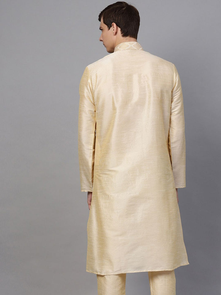 SOJANYA Men Beige Solid Straight Kurta