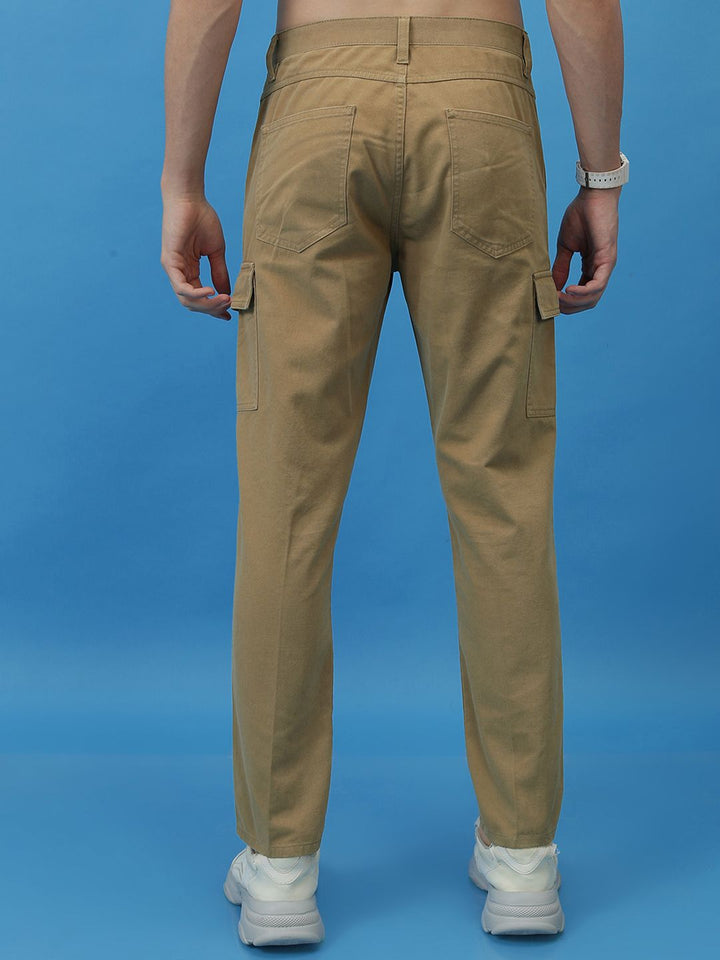 HIGHLANDER Men Tapered Fit Plain Cargo Trousers