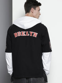 The Indian Garage Co Typography Printed Hooded Pure Cotton Casual Shirt