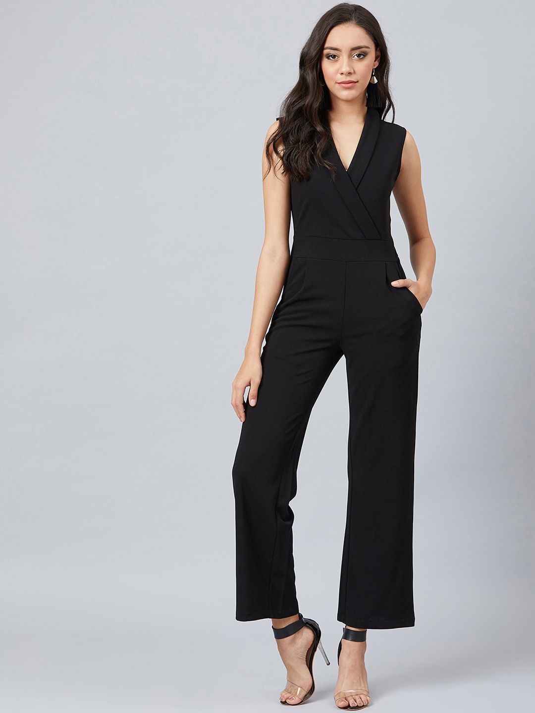 Athena Women Black Solid Basic Jumpsuit