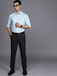 Raymond Men Grey Checked Slim Fit Formal Trousers
