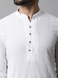 Jompers Men Ethnic Motifs Thread Work Cotton Kurta