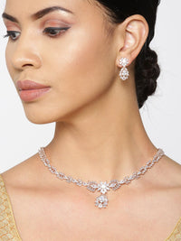Priyaasi Rose Gold-Plated AD & CZ Studded Jewellery Set