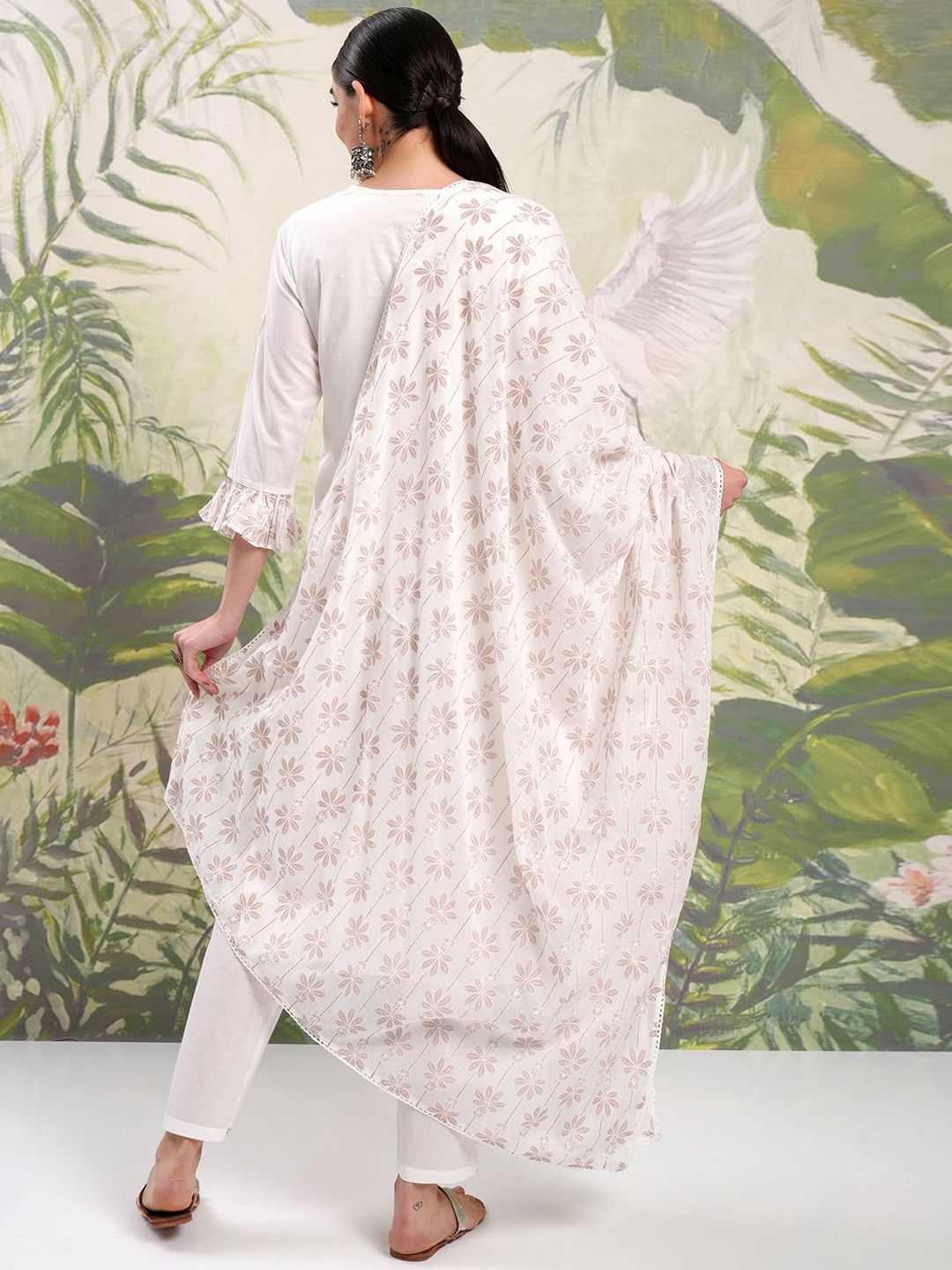 Vishudh Floral Printed Regular Pure Cotton Kurta with Trouser & Dupatta