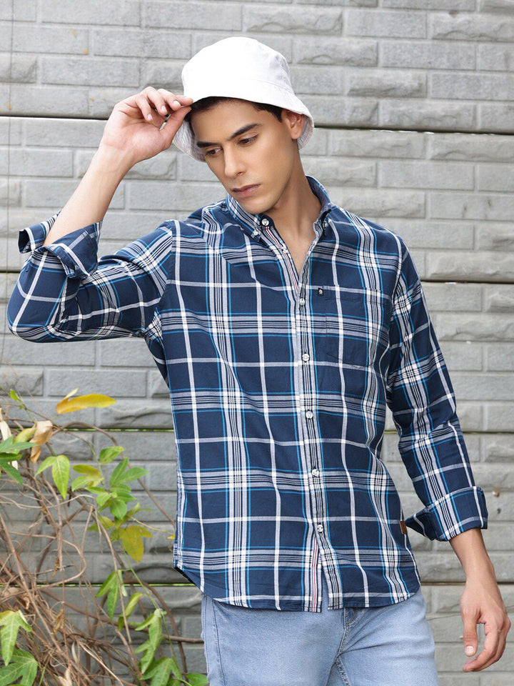 Thomas Scott Premium Slim Fit Tartan Checked Button-Down Collar Casual Shirt