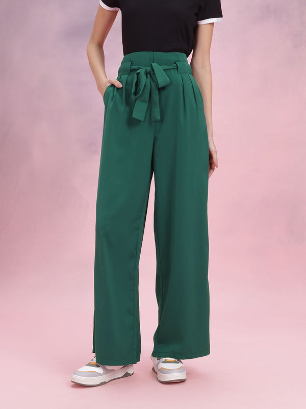 DressBerry Women High-Rise Pleated Trousers  Comes With a Belt