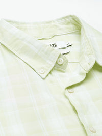 THE BEAR HOUSE Men Green Slim Fit Tartan Checks Checked Casual Shirt