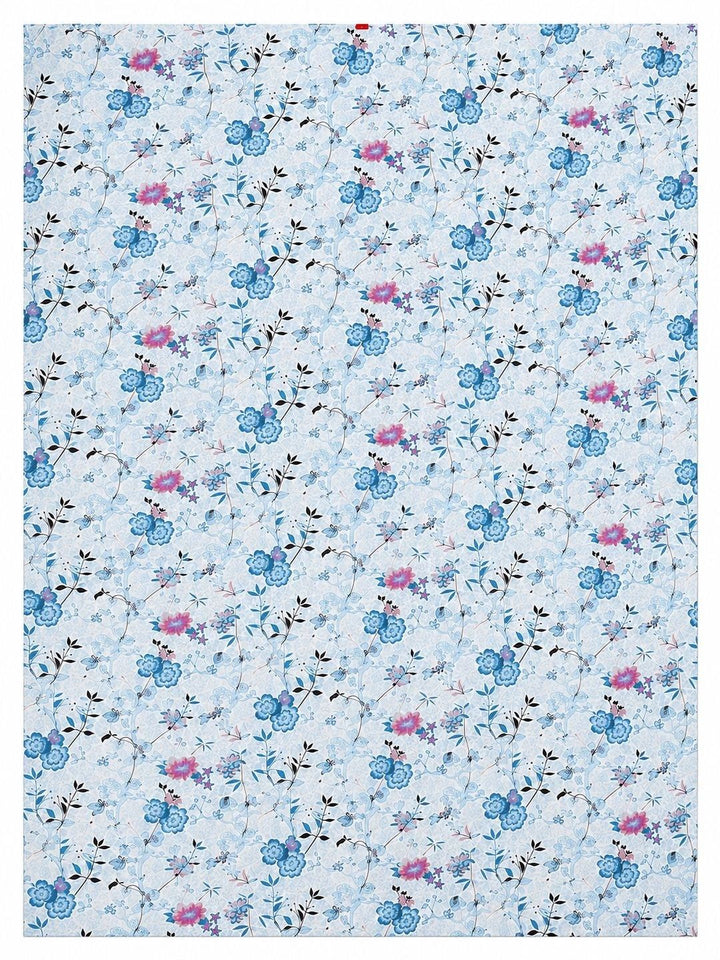 KLOTTHE Blue Floral 300 TC King Bedsheet with 2 Pillow Covers