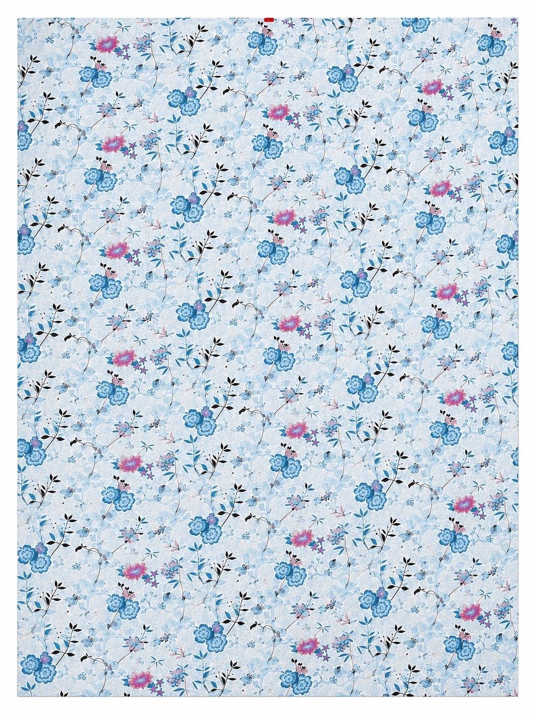 KLOTTHE Blue Floral 300 TC King Bedsheet with 2 Pillow Covers