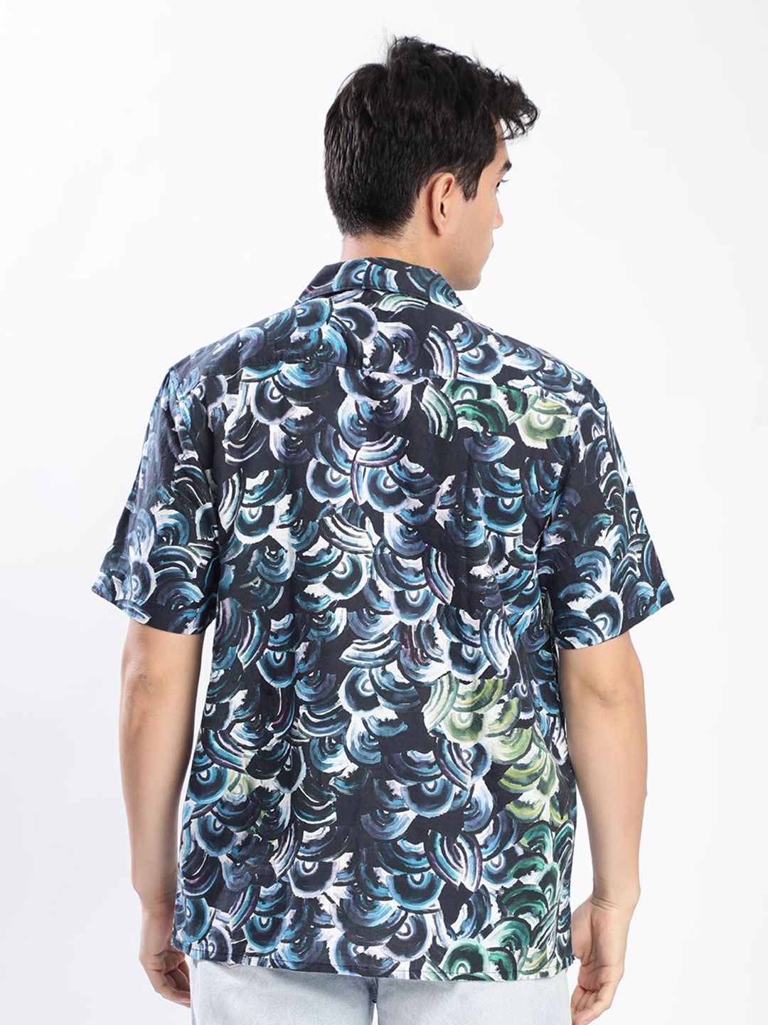 Bene Kleed Men Printed Cotton Linen Casual Shirt