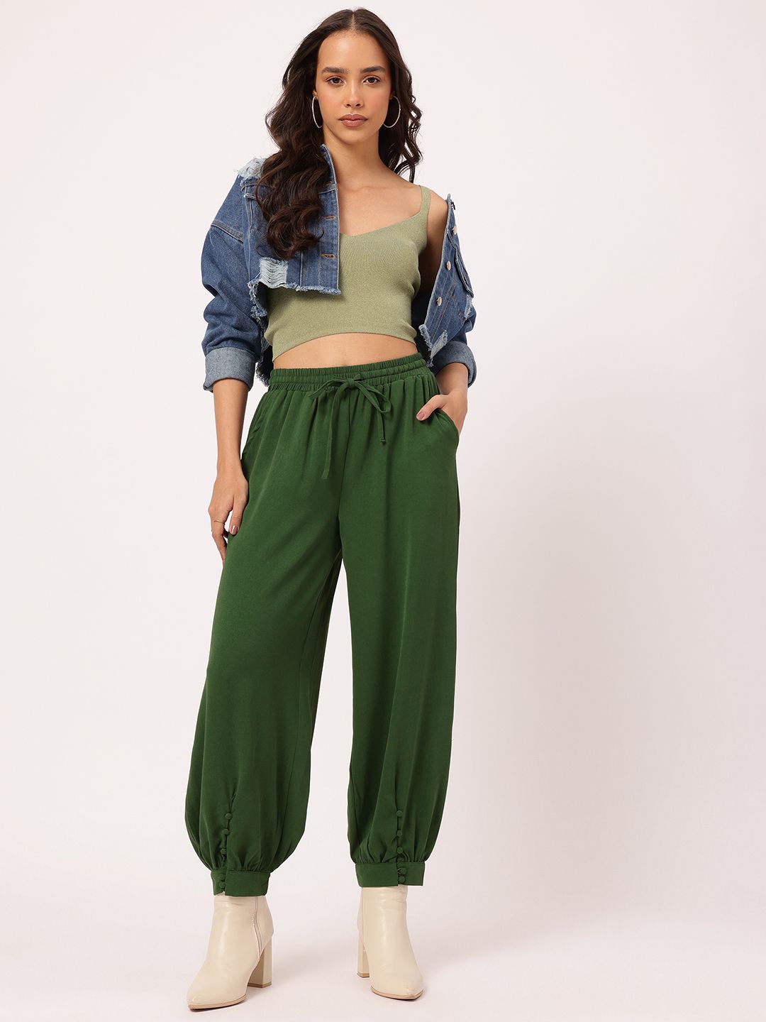 DressBerry Women Buttoned-Cuffs Trousers