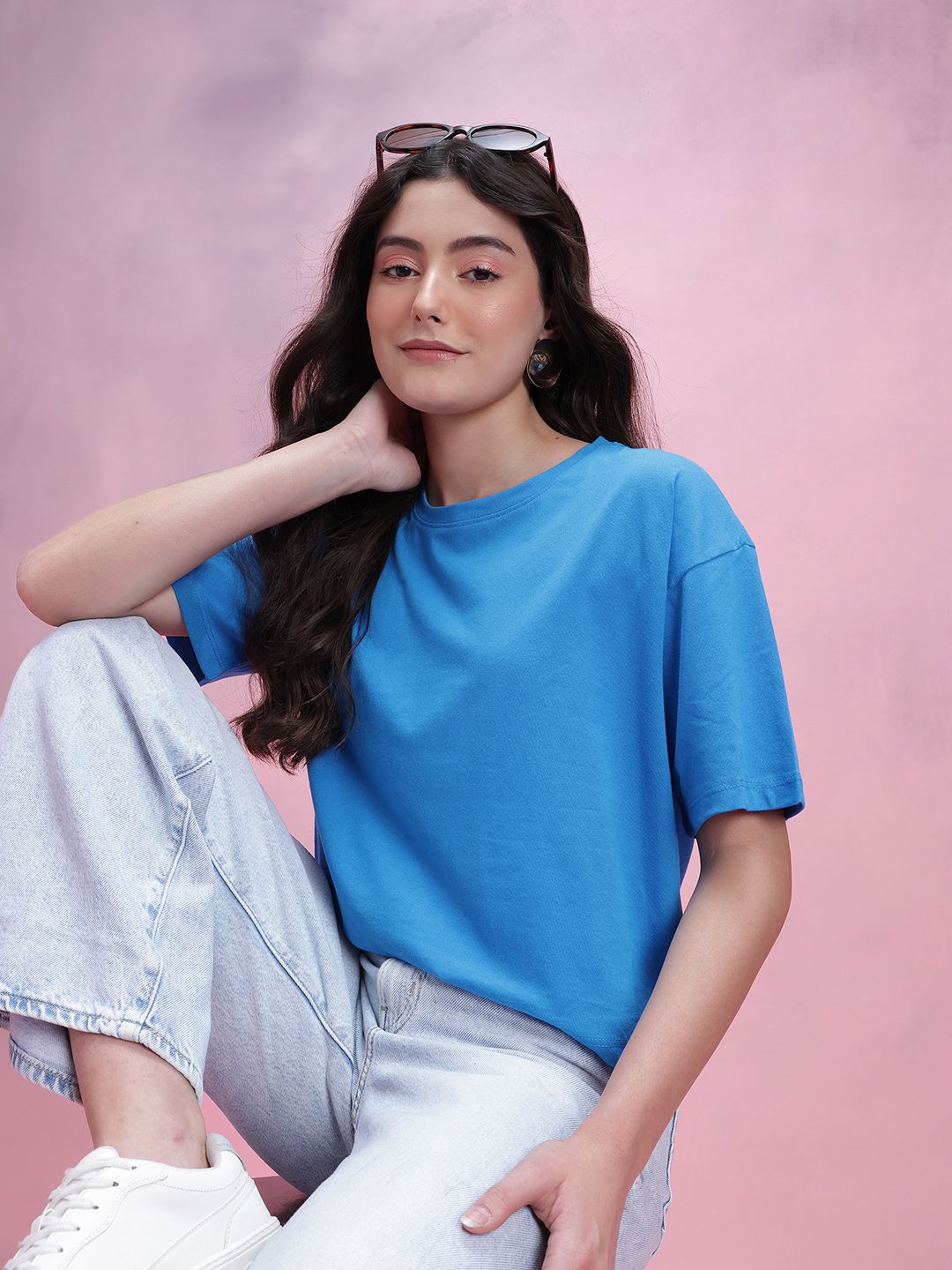 DressBerry Women Drop-Shoulder Sleeves Boxy T-shirt