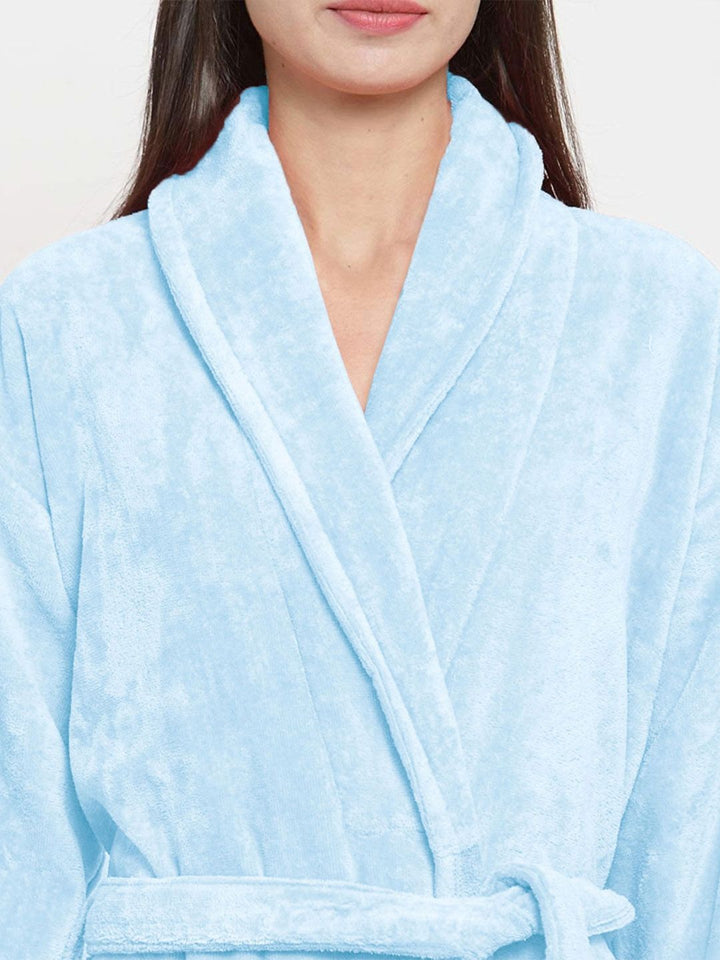 MYTRIDENT Blue Pure Cotton Bath Robe