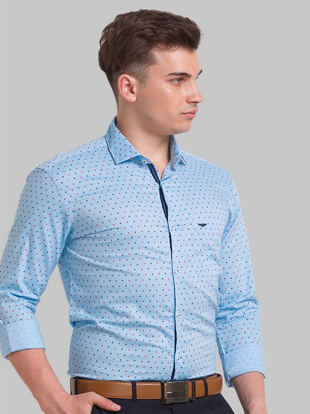 Park Avenue Men Blue Slim Fit Printed Formal Shirt