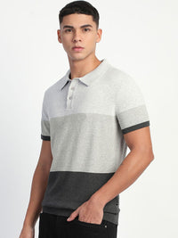 THE BEAR HOUSE Men Colourblocked Polo Collar T-shirt