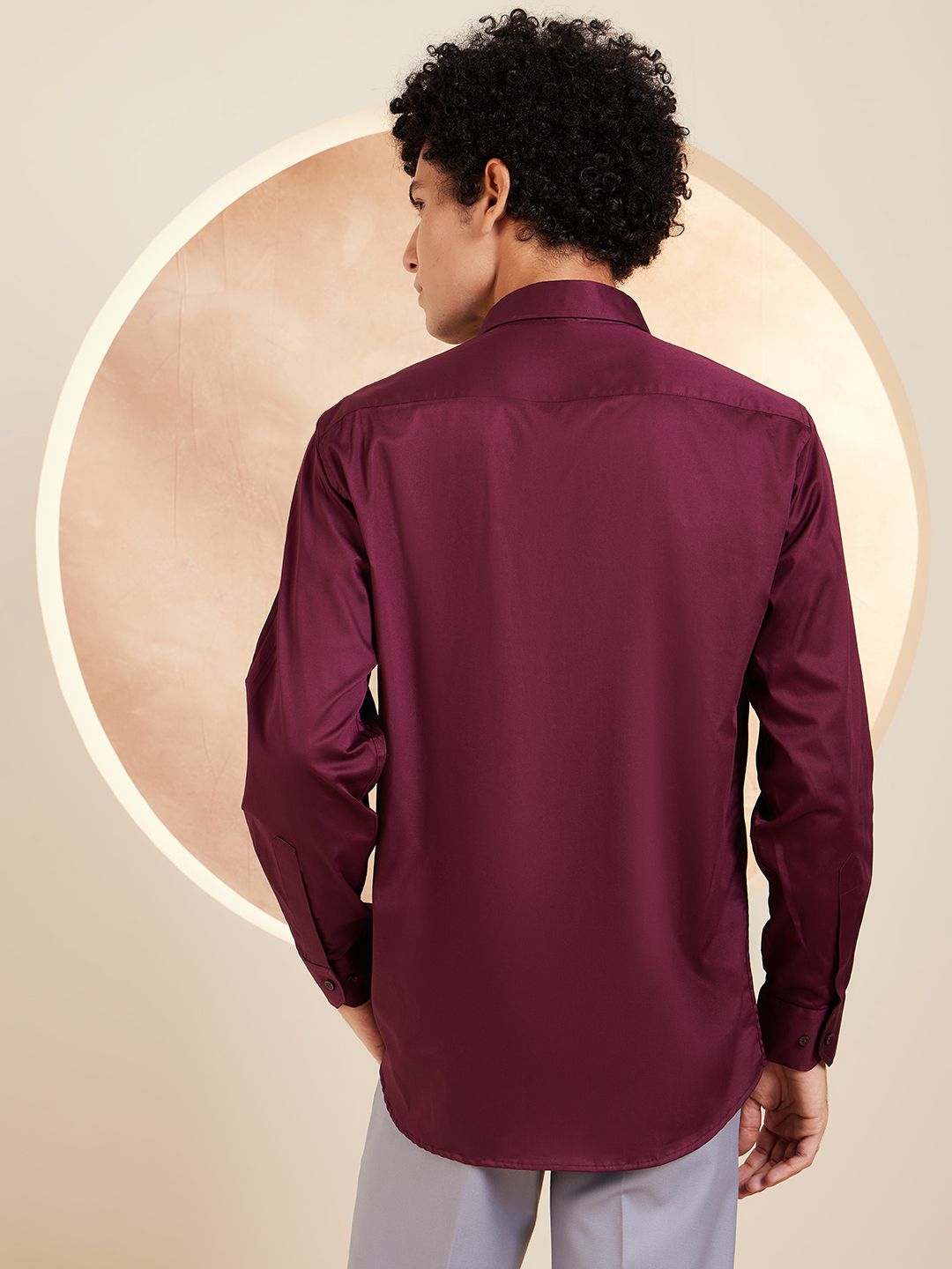 DENNISON Smart Solid Opaque Pure Cotton Satin Shirt