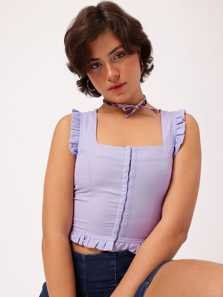 DressBerry Bold Minimalism Square Neck Sleeveless Crop Top