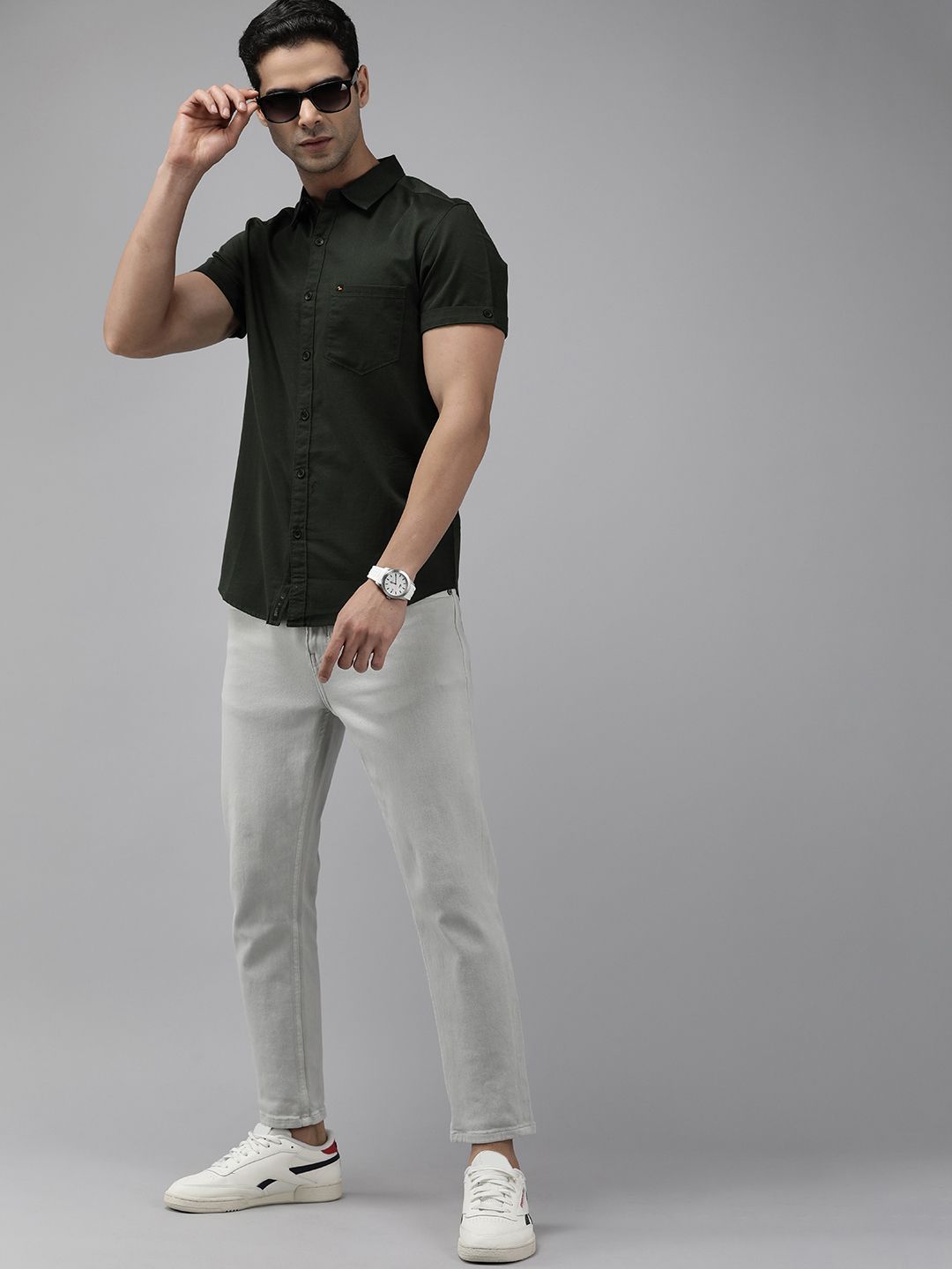 SPYKAR Pure Cotton Slim Fit Opaque Casual Shirt