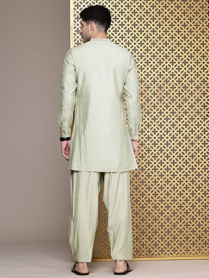 House of Pataudi Ethnic Motifs Embroidered Regular Mirror Work Jashn Kurta with Salwar