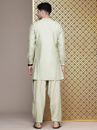 House of Pataudi Ethnic Motifs Embroidered Regular Mirror Work Jashn Kurta with Salwar