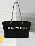Berrylush Black PU Structured Oversized Shoulder Bag