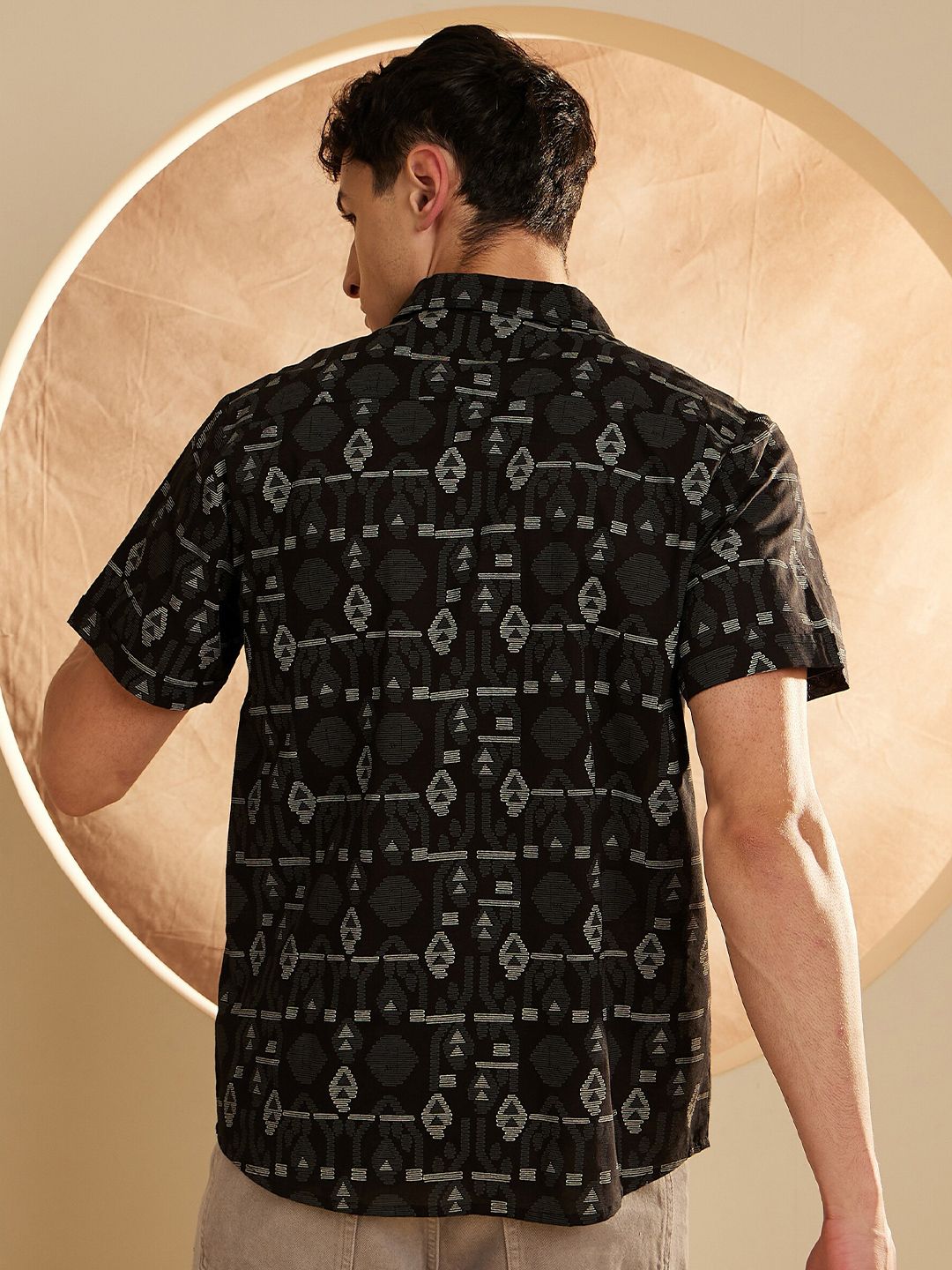 DENNISON Smart Geometric Printed Cotton Casual Shirt