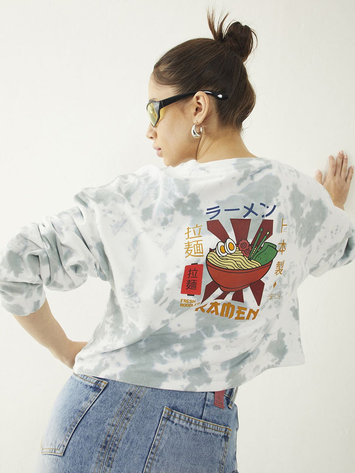 DressBerry Dyed & Printed Cotton Terry Boxy Sweatshirt