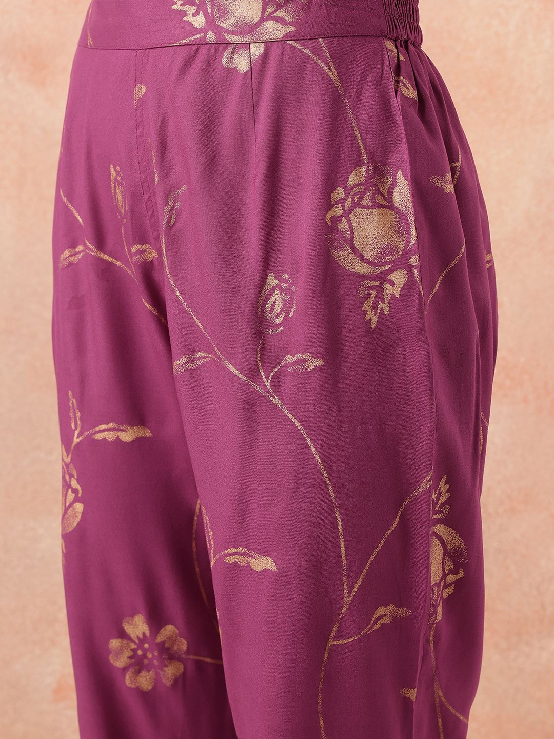 all about you Floral Printed Regular Gotta Patti Kurta with Trousers & With Dupatta