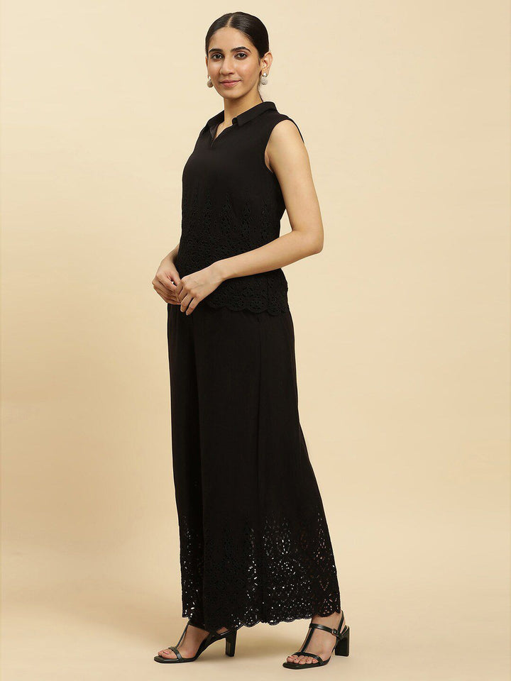 W Women Self Designed Top & Palazzo