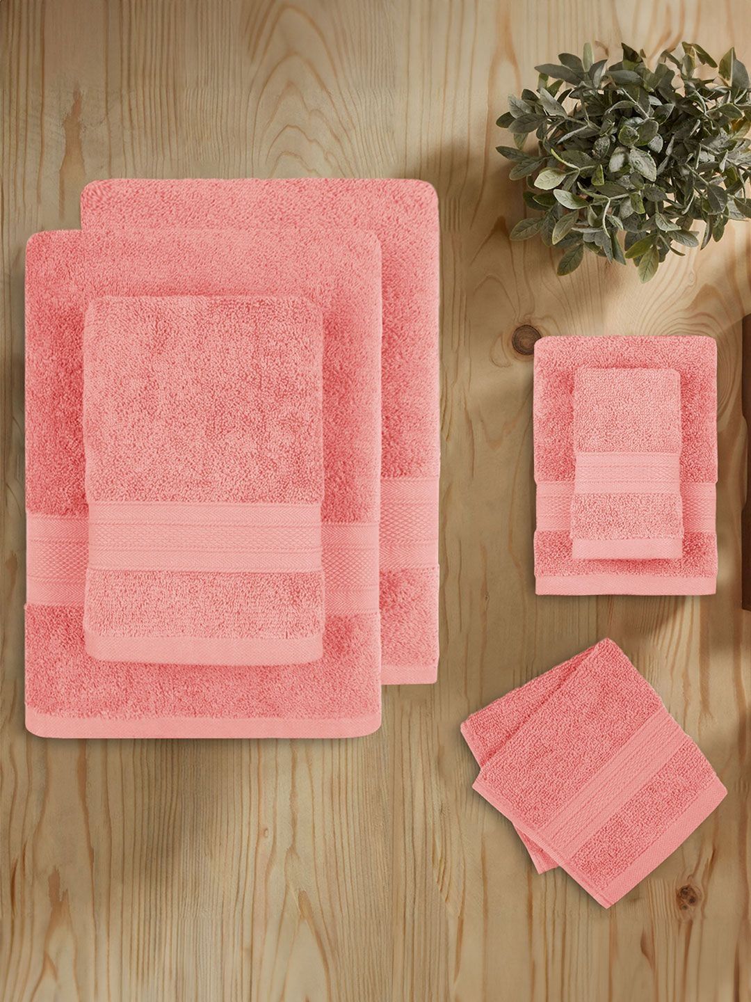 MYTRIDENT Soft Comfort Coral 6 Pieces Pure Cotton 500 GSM Towel Set