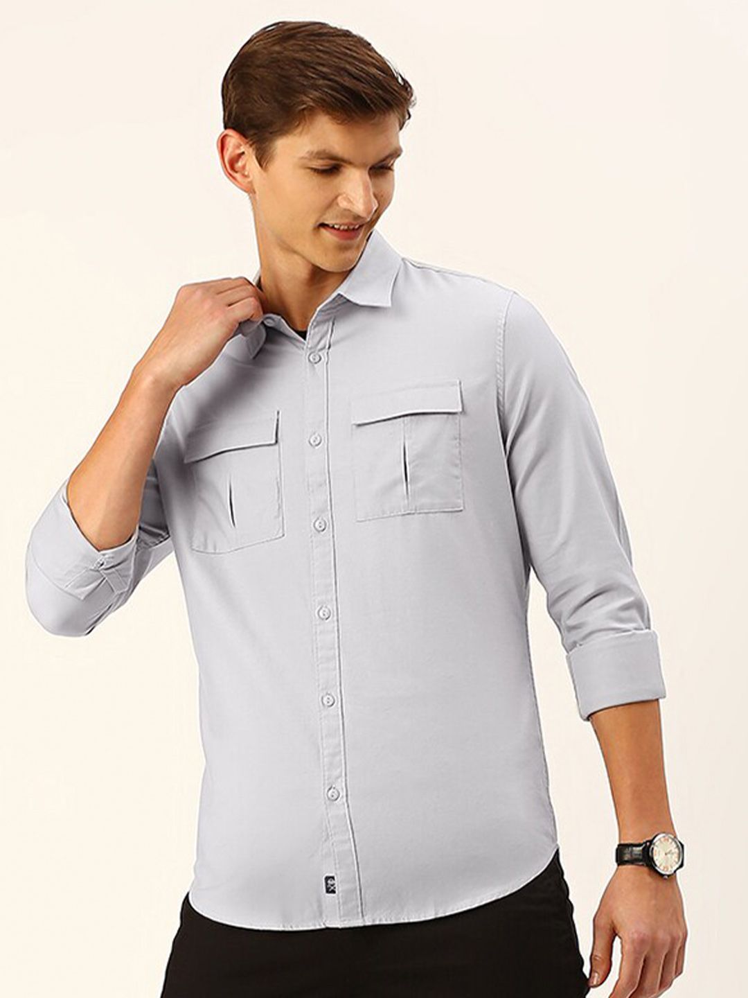 Thomas Scott Cotton Twill Classic Slim Fit Opaque Casual Shirt