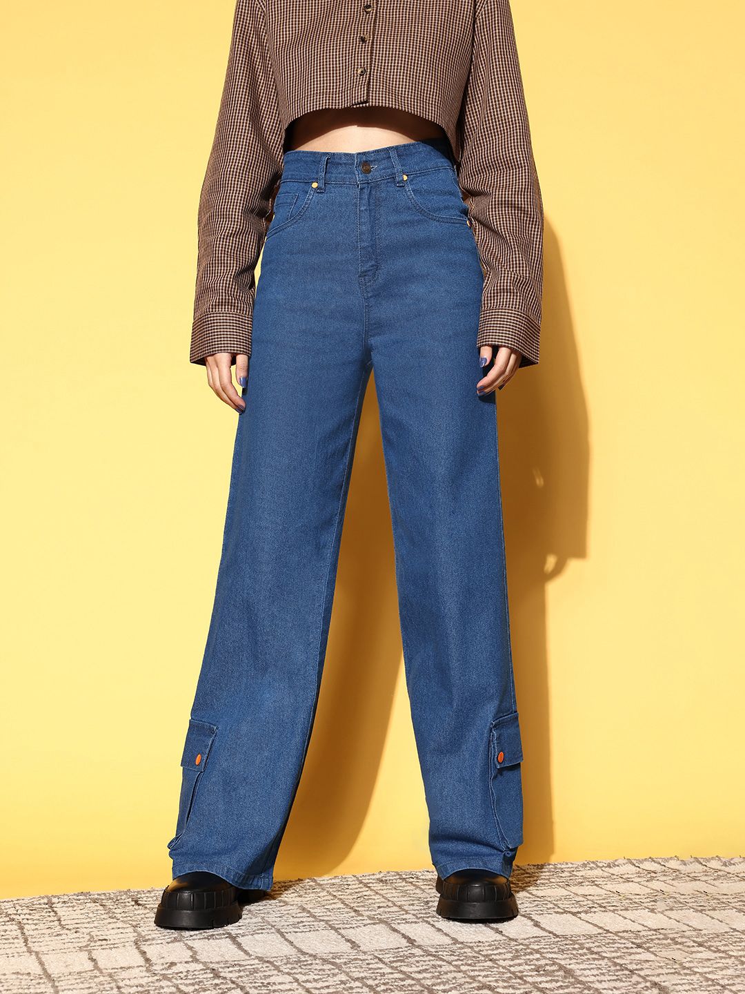 SASSAFRAS Women Blue High-Rise Straight Fit Stretchable Jeans
