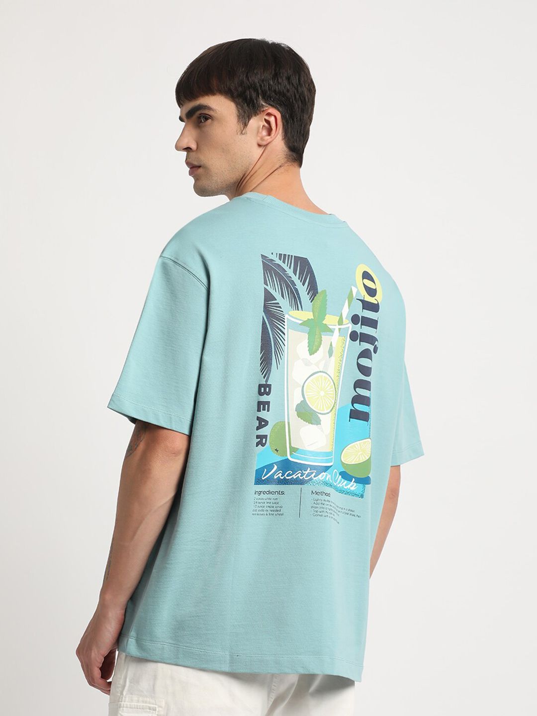 THE BEAR HOUSE Graphic Printed Round Neck Cotton Oversized T-shirt