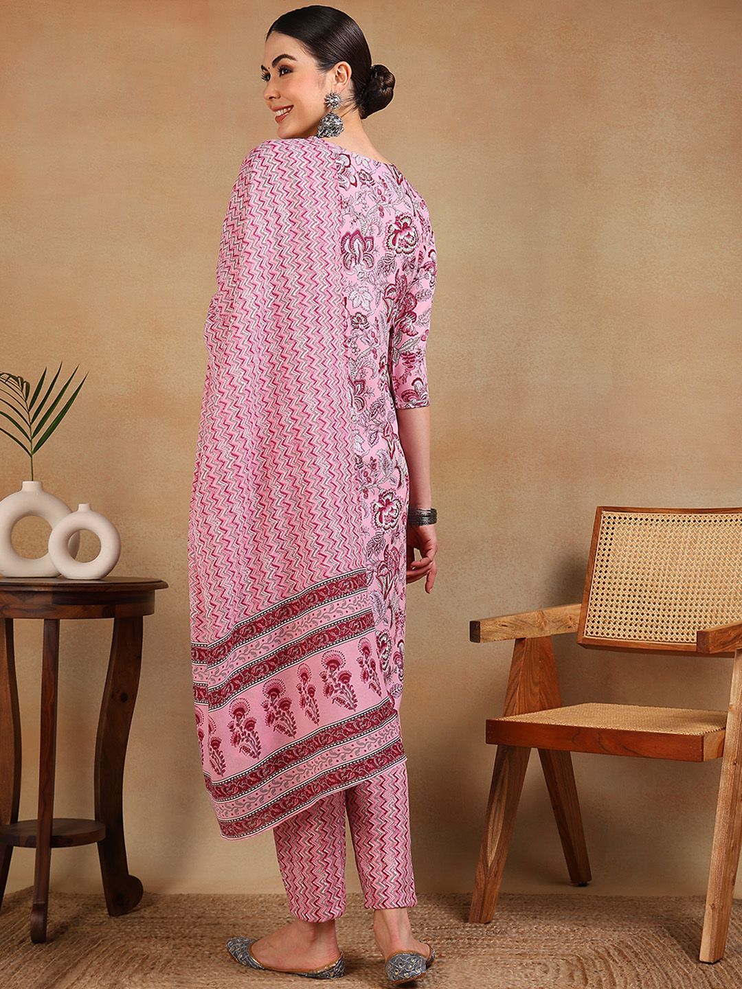 KALINI Floral Printed Gotta Patti Kurta & Trousers With Dupatta