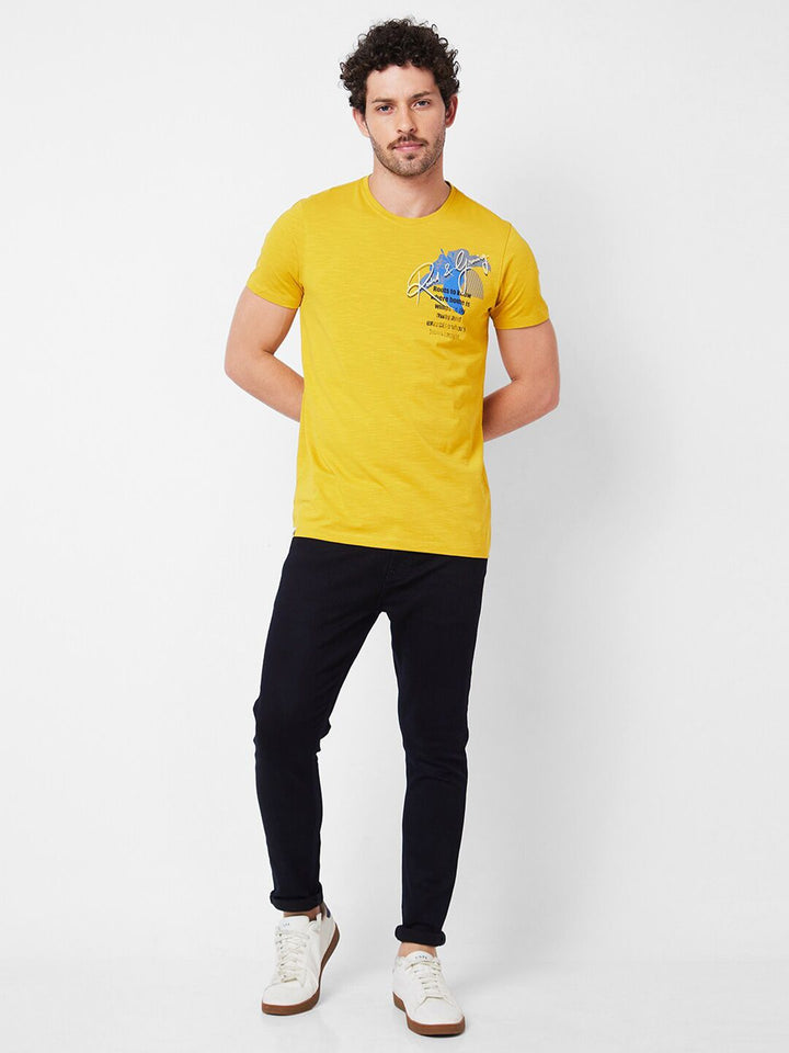 SPYKAR Typography Printed Cotton Slim Fit T-shirt