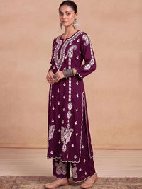 House of Chikankari Women Ethnic Motifs Embroidered Regular Thread Work Kurta with Palazzos