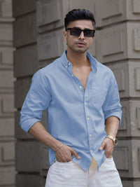 Powerlook Men Solid Spread Collar Cotton Casual Shirt