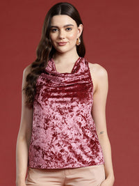 all about you Cowl Neck Velvet Top