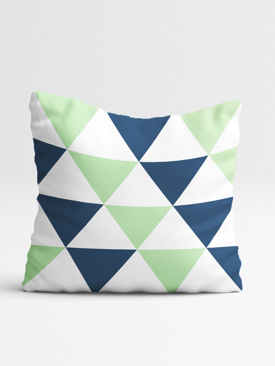 STITCHNEST Green & Navy Blue Set of 5 Geometric Square Cushion Covers